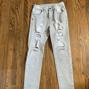 Gray Men Ripped Jeans